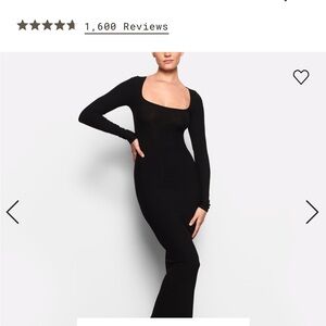NEW WITH TAGS ~ SKIMS Black Soft Lounge Long Sleeve Maxi Dress